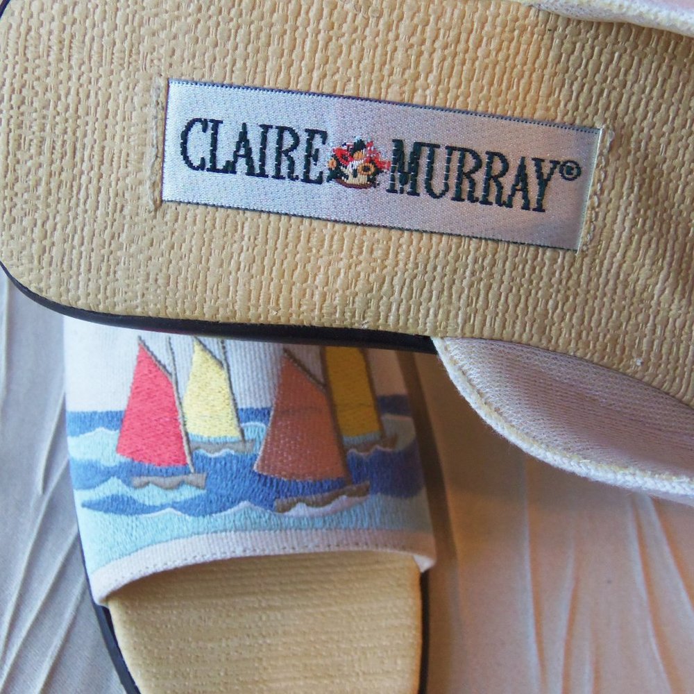 RARE DISCONTINUED Claire Murray Embroidered Sailboat Sandals New sz 8 - Picture 7 of 10